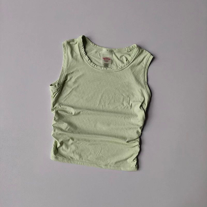 

2024 New Sports Vest Women s Outwear Fold Movement Running Tops Nude Feel Slim Looking Fitness Half Sleeve Yoga Clothes Light green L