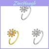 Adjustable Flower Ring With Cubic Zirconia For Elegant Women Fashion Jewelry