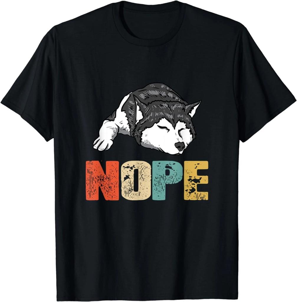 Vintage Nope Funny Siberian Husky Dog Lover Gift Unisex T-Shirt