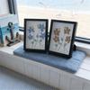 Sea Glass Flower And Bird Photo Frame, Home Desktop Decoration, Sea Glass Art Photo Frame Painting