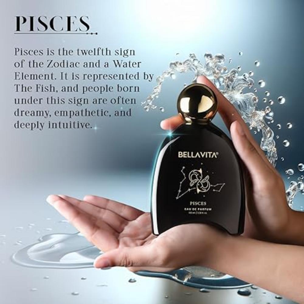 BELLAVITA Collezione Zodiaco Pesci EDP Unisex | Limone, Rosa & Legnoso | Profumo Premium a Lunga Durata per Uomo e Donna, 100ml