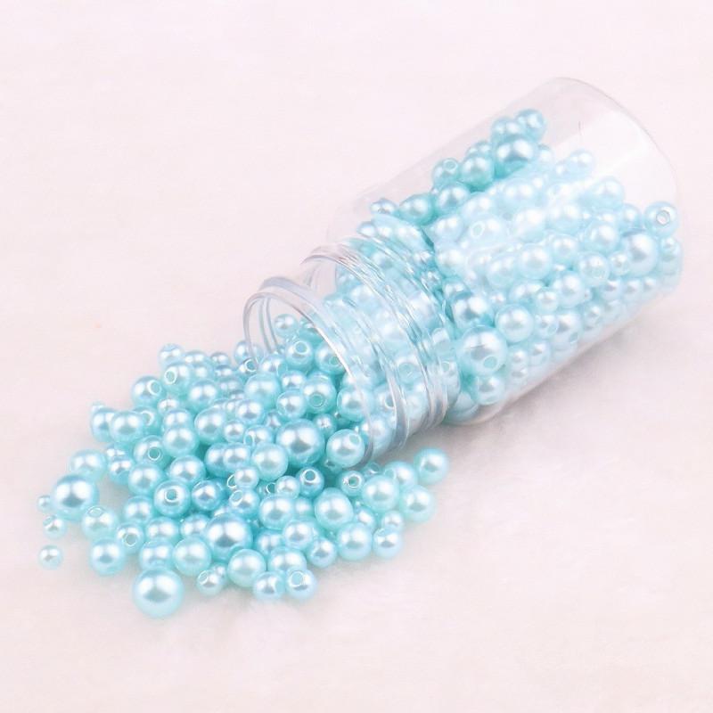 3-10Mm Solid Color Abs Round Perforated Imitation Pearl Handmade Diy Jewelry Beaded Bracelet Earrings Accessories Perforated Beads
