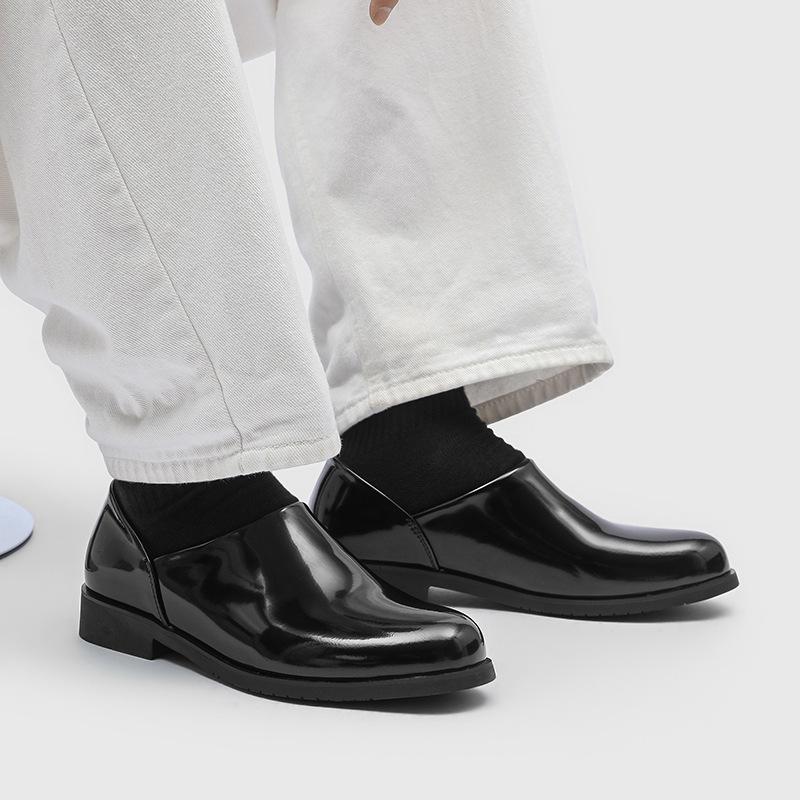 New lazy one-pedal casual versatile light Doudou shoes British style comfortable shoes 34919 black, patent leather-J