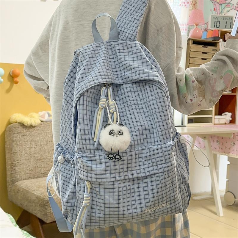 Campus Schoolbag Women's Plaid Backpack Student Large Capacity Backpack