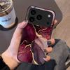 Wine Red Gold Foil Marble Pattern Phone Case Suitable for iPhone 17 16 15 14 13 12 11 Pro Max Plus Shockproof Back Cover