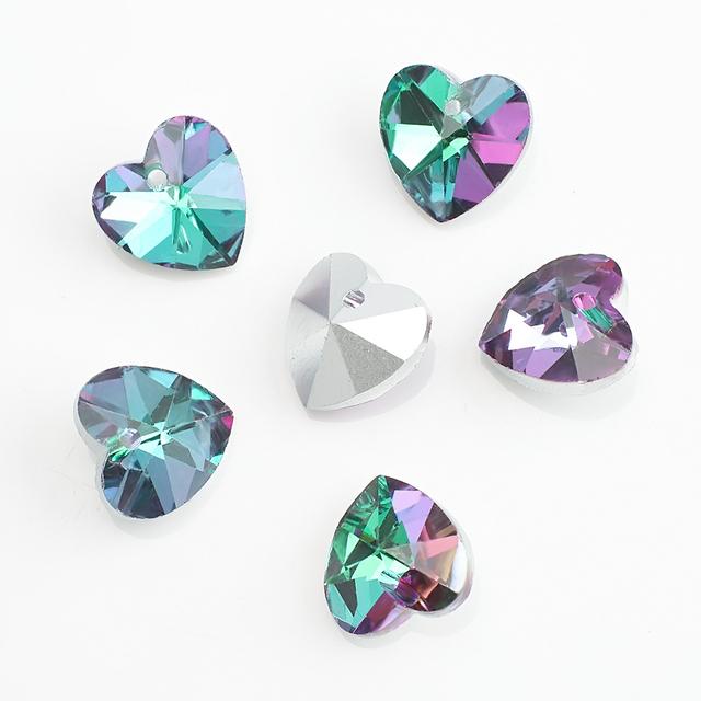 20 sztuk/partia szklane koraliki w kształcie serca niebieski 14mm materiał rzemieślniczy DIY kryształowy urok miłość wisiorek kolczyki tworzenie biżuterii akcesoria naszyjnikowe