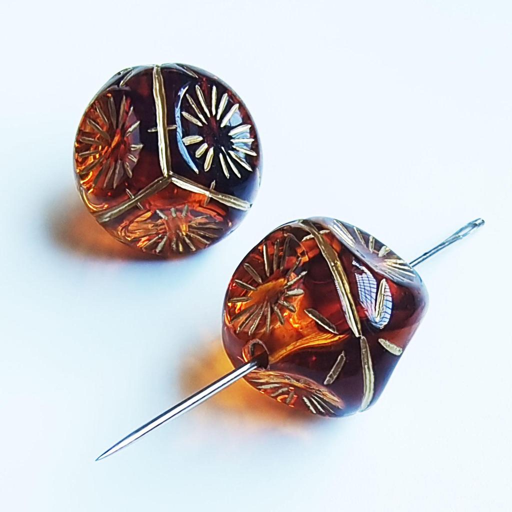 Retro Amber Gold-Inlaid Rose Mirror Heart Beading Supplies