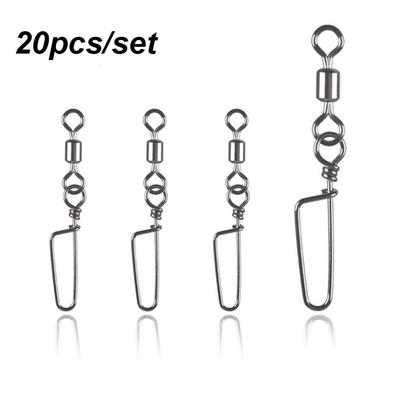 30pcs Hot Stainless Steel Durable Fishing Connector Solid Rings Rolling Swive Swivels Snap