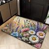 1Pcs Anti Fatigue Door Rugs, Spring Flowers Print Waterproof Non-Slip Thick Cushioned Door Mat Heavy Duty Comfort Standing Mat for Door