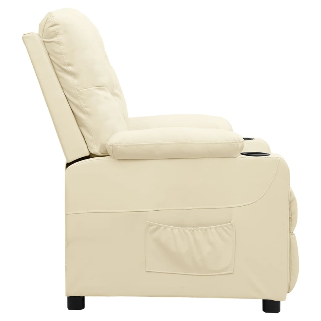 Cream Faux Leather Recliner