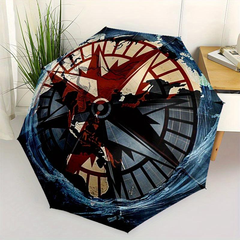 Global Compass Map Design Wall Clock: Unique Art for Your Home or OfficeUmbrella with Cute Design, Portable 3-Fold Compact Umbrella for Men & Women, V