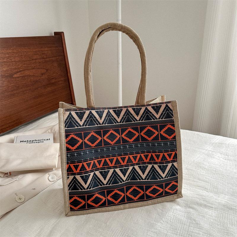 Linen large capacity trendy personality retro popular women's shoulder portable women's tote bag