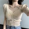Summer New Model Leaking Clavicle Sexy Low-cut V-neck Cool Silk Inner Layering Base Sweater Top T-shirt for Women