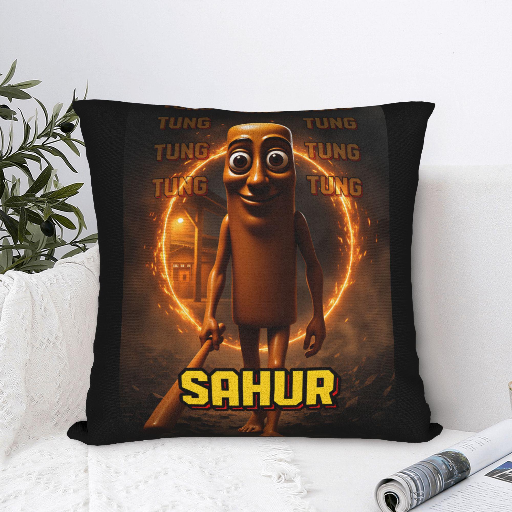 Pandara Jewelry Unisex Pillow Cover Tung Tung Sahur Fire Ring Funny Meme Fashion Pillow Case For Couch Sofa Bedroom Pillowcases