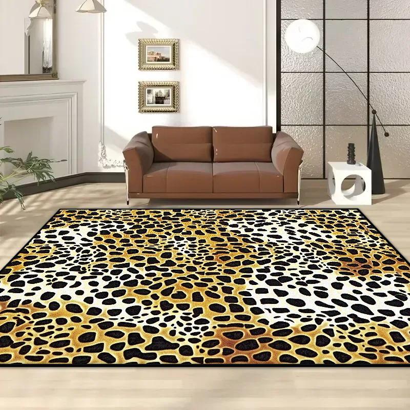 American Style Leopard Print Living Room Carpet Modern Decoration Sofa Area Easy Clean Rug Home Bedroom Entrance Door Mat