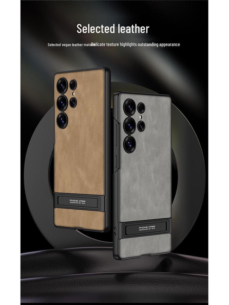 Samsung S25 Ultra Leather Case: Slim, Anti-Fall, Cross-Border Stand Protective Cover