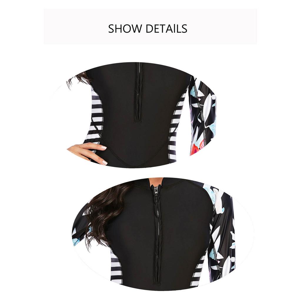 Women Wetsuit Long Sleeve Sun Protection Front Zip Black Diving Suit for Swimming Surfing Black XXL