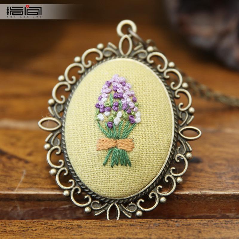Hand Embroidered DIY Necklace Material Pack Fabric Flower Lu Embroidery Vintage Sweater Chain Fabric Embroidery