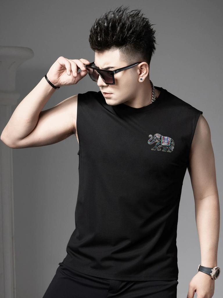 European-Style Fitness Sports Vest for Men, Summer 2025 New Trendy Brand Round-Neck Sleeveless T-Shirt Men's Tank Top