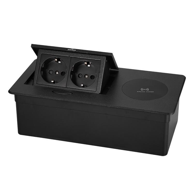Two-Pin Three-Hole 250V/13A Pop-Up Desktop Socket with Wireless Charging