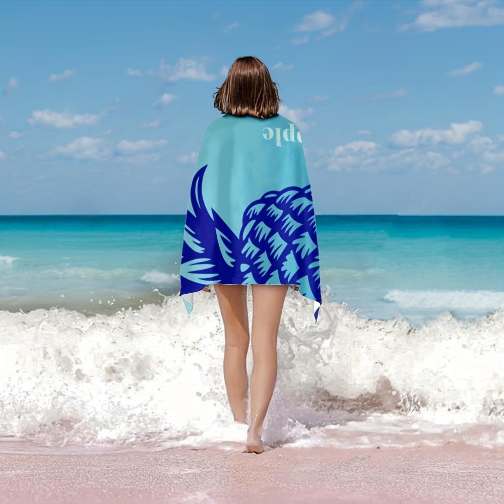 Blue Pineapple 2D Flat Printed Microfiber Beach Towel 1PC Sandproof Waterproof Seaside Holiday Sunbath Lounger Chair Cover