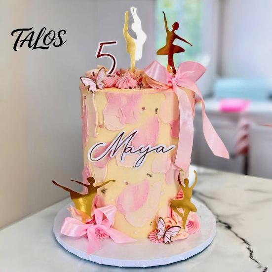 Birthday Cake Ornament 6 Pcs Ballet Topper, Acrylic Ballerina Dancing Girl Mirror Insert Decoration for Anniversary, Baby Shower, Wedding, Girls Party