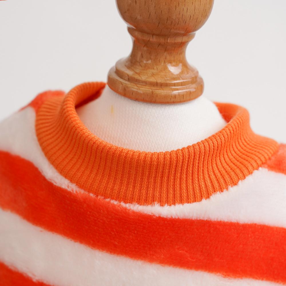 Embroidery Fleece Pet Clothes Warm Striped Pat Tern Universal Size Winter Wear Cat Dog Apparel Soft Fabric Puppy Winter Clothing