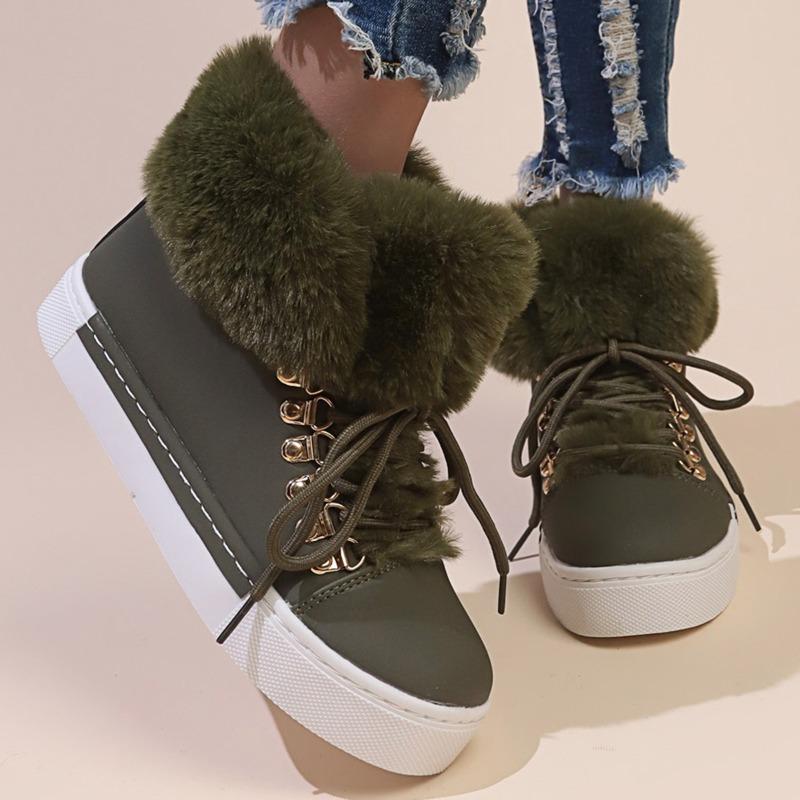 Fashion Women Ankle Boots Outdoor Fashion Sneakers Warm Big Size Thickened Fluff Snow Boots Winter Designer Brand Luxury Women Shoes
