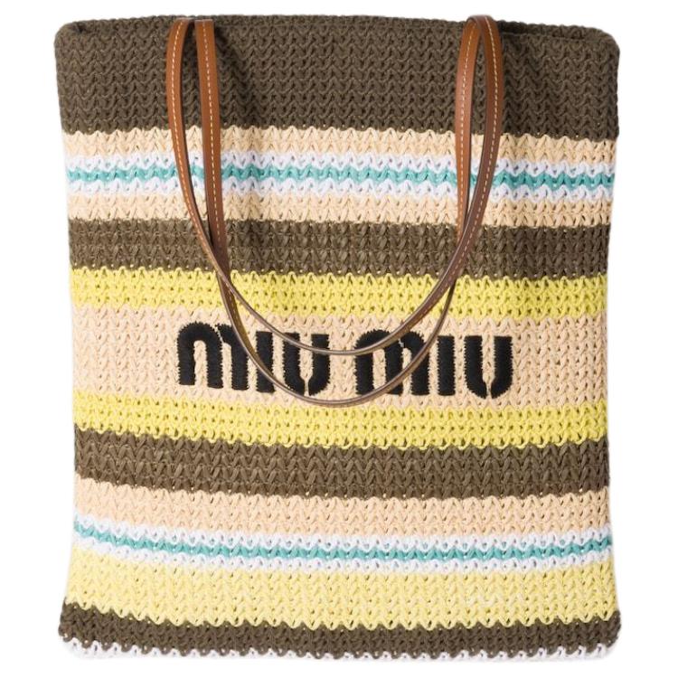 Miu Miu Borsa Raffia Front Embroidered