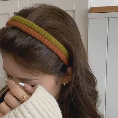 Fascia Lavorata a Maglia in Lana Color Caramella Coreana - Arricciata, Bordo Sottile, Design Dolce e Versatile per Donna