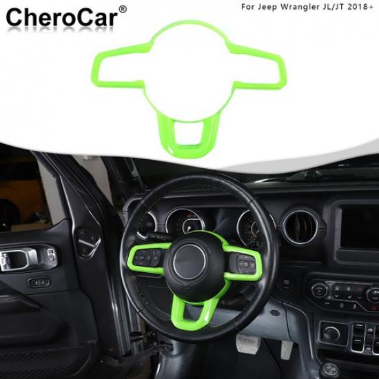 Inner Steering Wheel Frame Panel Trim Cover For Jeep Wrangler JL JT 2018+ Green