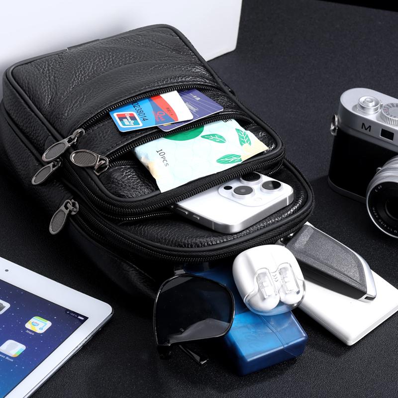 PU Chest Bag Multifunctional Men's Mobile Phone Shoulder Bag Outdoor Crossbody Bag