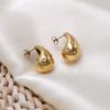 18K Gold Water Drop Stainless Steel Stud Earrings Fashionable Versatile Comma Metal Titanium Steel Earrings Women