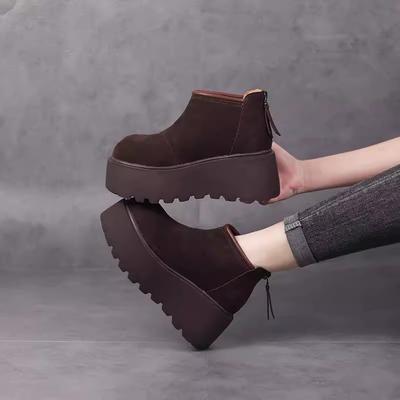 High Quality Ladies Shoes Back Zip Women's Boots Fashion Round Toe Modern Boots Women Hot Sale Solid Platform Ankle Boots