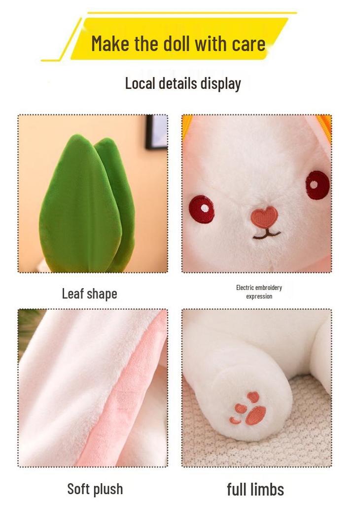 Strawberry Rabbit Plush Toy - Carrot Rabbit Cushion Doll, Perfect Children's Day Gift for Girlfriend