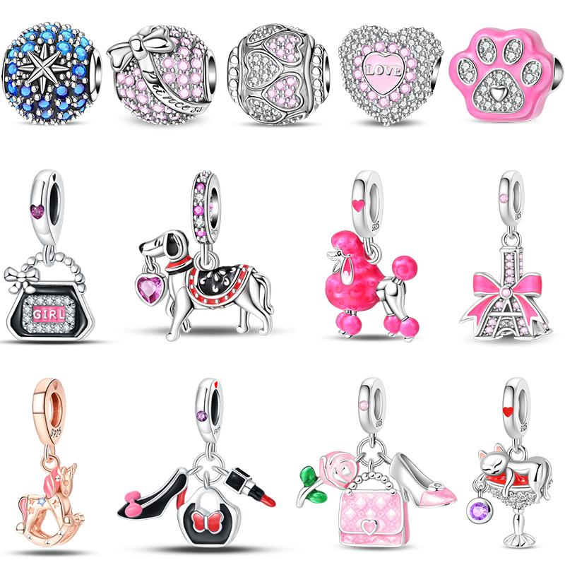 Kupfer Pudel Wal Handtasche Eiffelturm Elegant Charms Perlen Anhänger Passend für 3mm Armbänder DIY Feiner Schmuck Herstellung