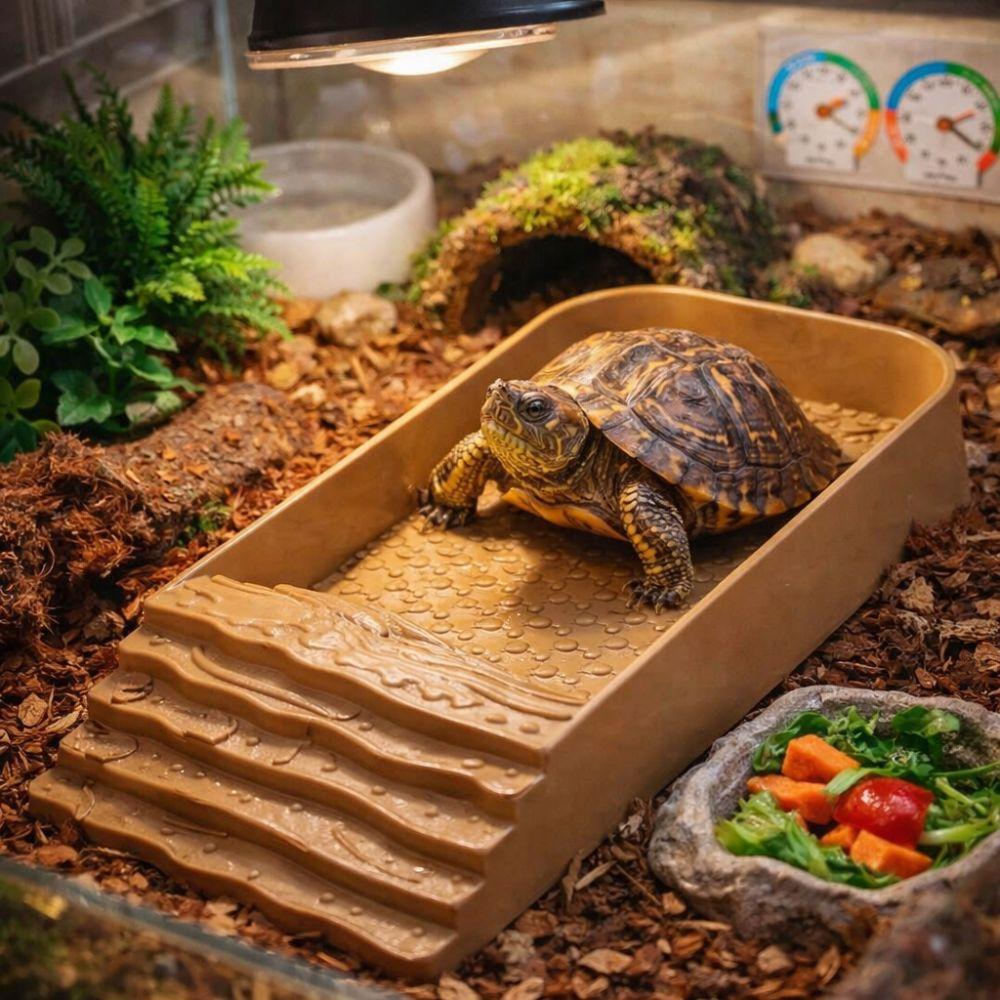 Square Turtle Bath Basin Plastic Bathing Pool Reptile Ramp Reptile Water Dish  Pet Supplies