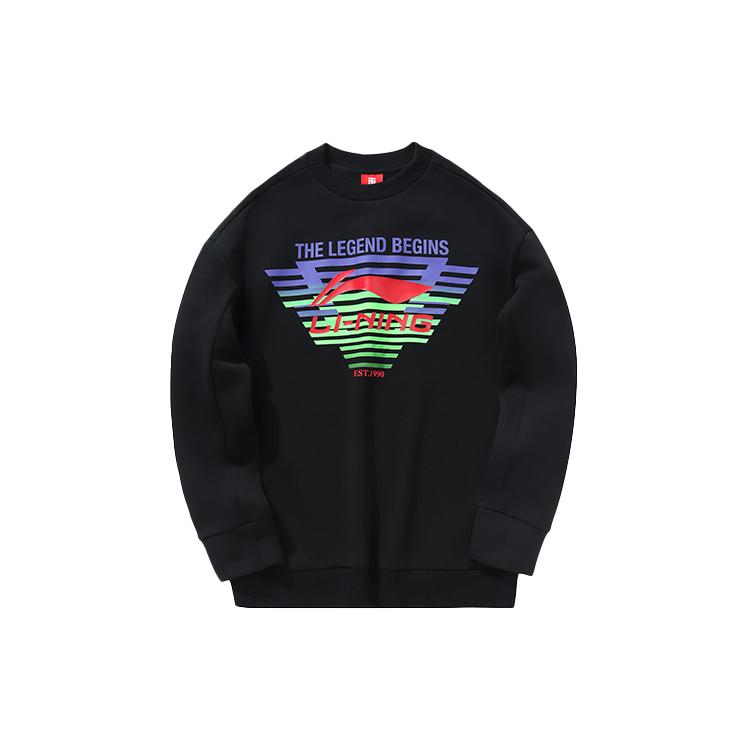 Li Ning Sweatshirts Men s Standard Black Crew Neck Moderate Regular AWDNC91-1 M