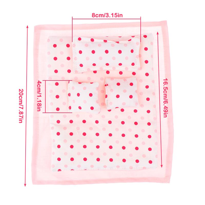 1Set 1:12 Puppenhaus Miniatur Bettlaken Steppdecke Kissen Bettwäsche Vierteiliges Set Schlafzimmerdeko Spielzeug Puppenhaus Zubehör
