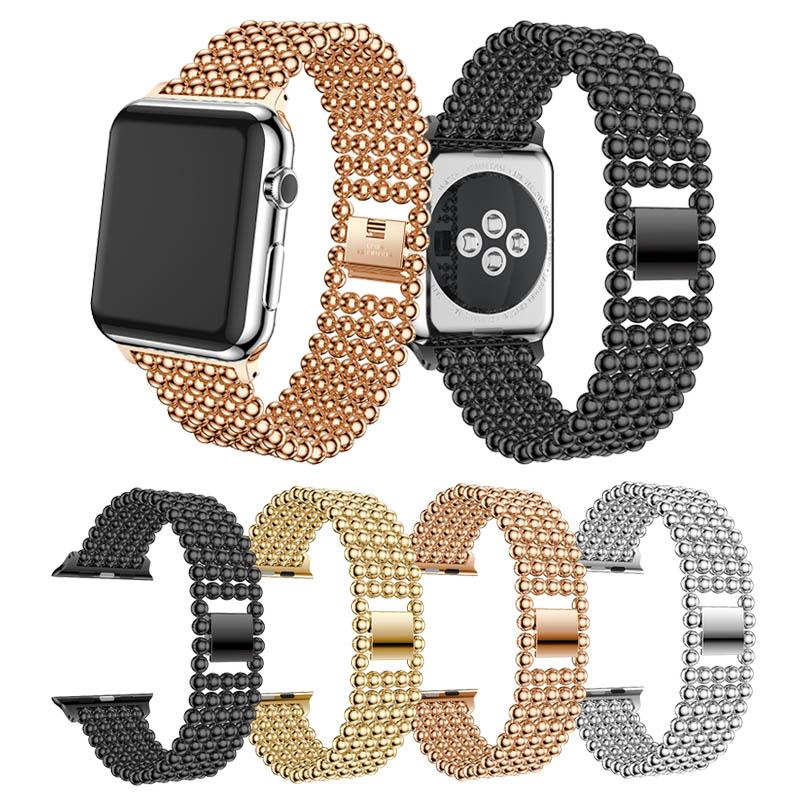 Solid Zinc Alloy Beads Link Chain Wrist Watch Band for Apple Watch Series 10 42mm/9 8 7 41mm/SE (2023) SE (2022) SE 6 5 4 40mm/3 2 1 38mm