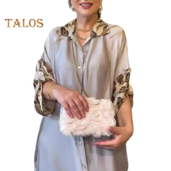 Lady Spring Maxi Dress Lapel Leopard Print Long Sleeves with Cufflink Loose Single-breasted Vintage High Waist Casual Daily Dress