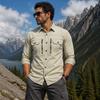 Workwear Shirt; Suitable for Commuting and Outdoor Wear; Loose-fitting, Long-sleeved Men’s Shirt
