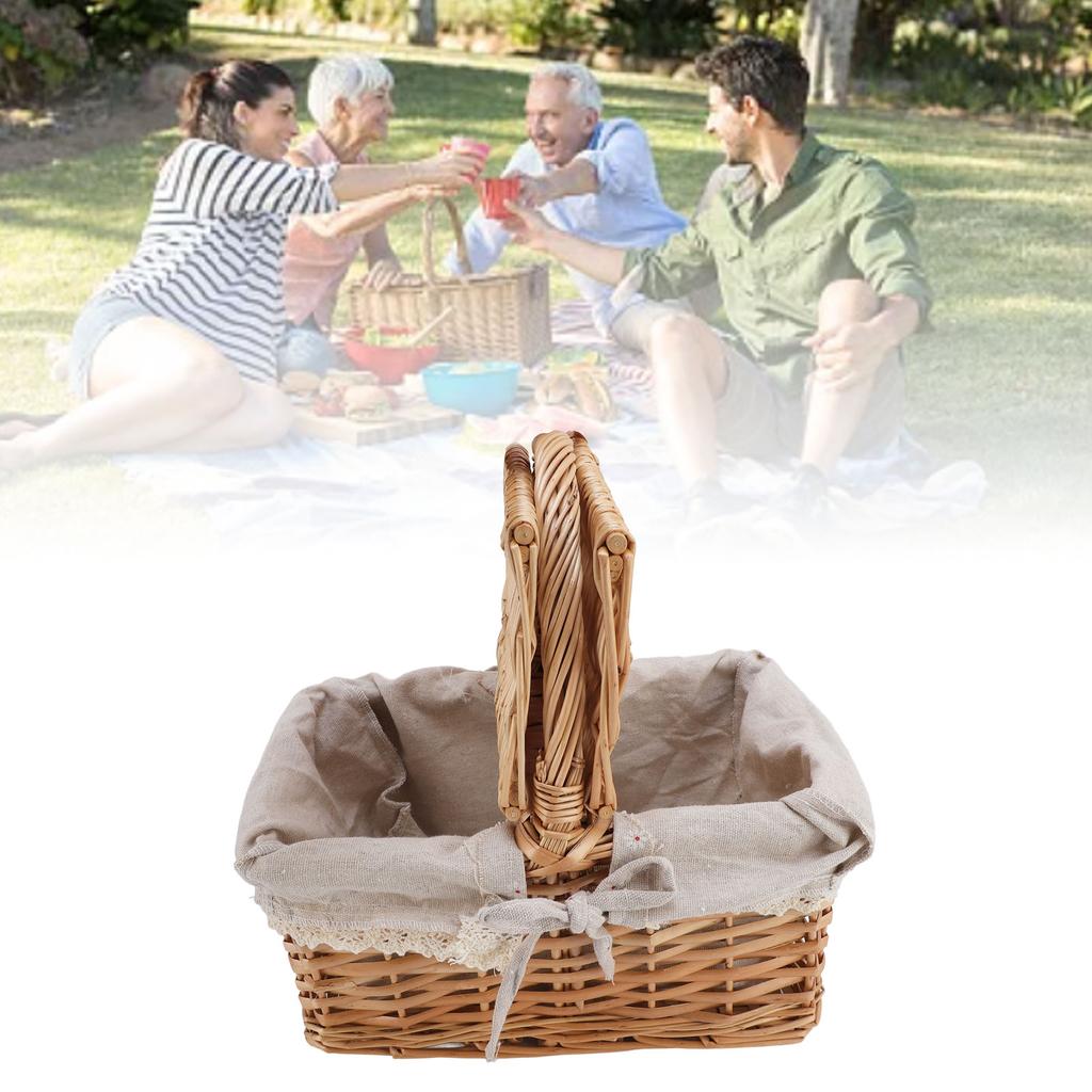 Picknickkorb mit Deckel Griff Abnehmbarer Einsatz Multifunktioneller Gartenkorb für Blumen Obst Gemüse