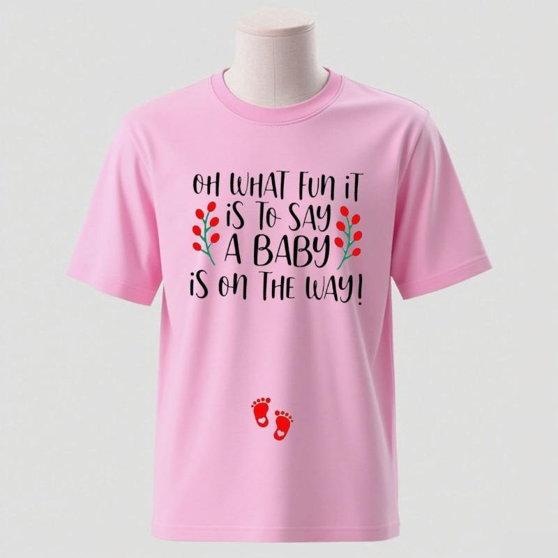 Couple Christmas Pregnancy AnnounceUnisext Xmas Maternity Tee Jingle Bells Baby on The Way Mom and Dad To Be Couple Pregnancy Tee