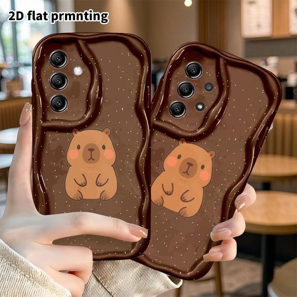 Phone Case: 2D Flat Samsung Galaxy A34 A35 S20 S22 S21 FE Plus Ultra Case, Dark Brown Polka Dot Capybara, Christmas and Halloween Gift