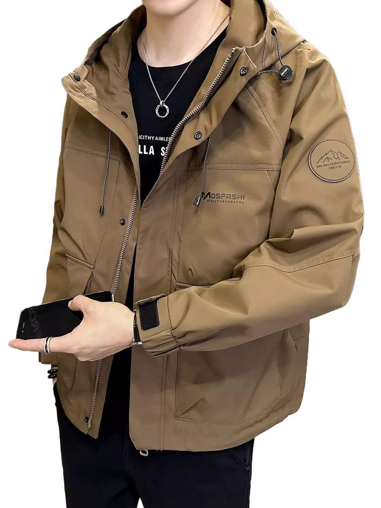 Jacket jacket men's 2025 spring and autumn new hooded men's ruffian handsome American casual versatile tooling top trendy brand