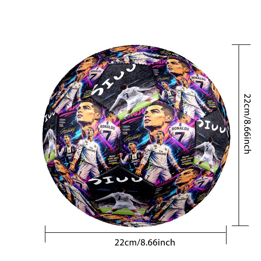 Ronaldo's Cr7 Football Legend Soccer Ball Size 5 Football Machine-Stitched Indoor/Outdoor Training and Matches Soccer Accessory