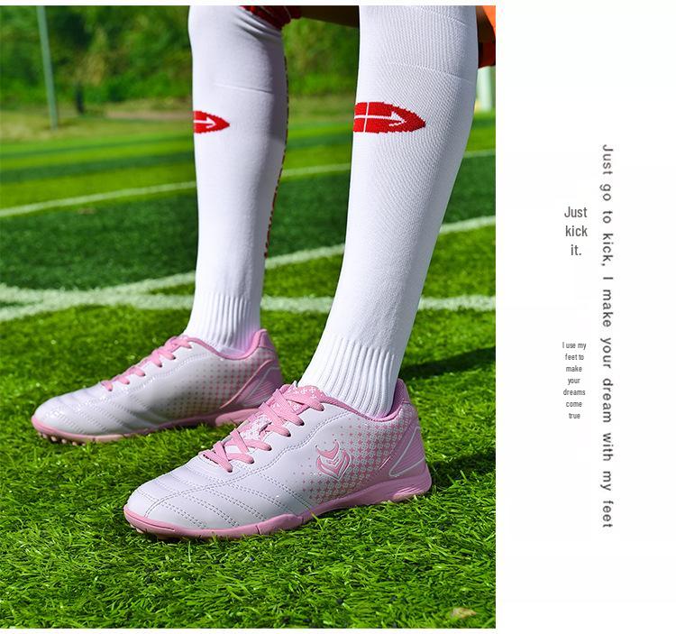 Kids' Pink Football Cleats - Unisex Spike Shoes for Girls & Boys, Korean Style Training