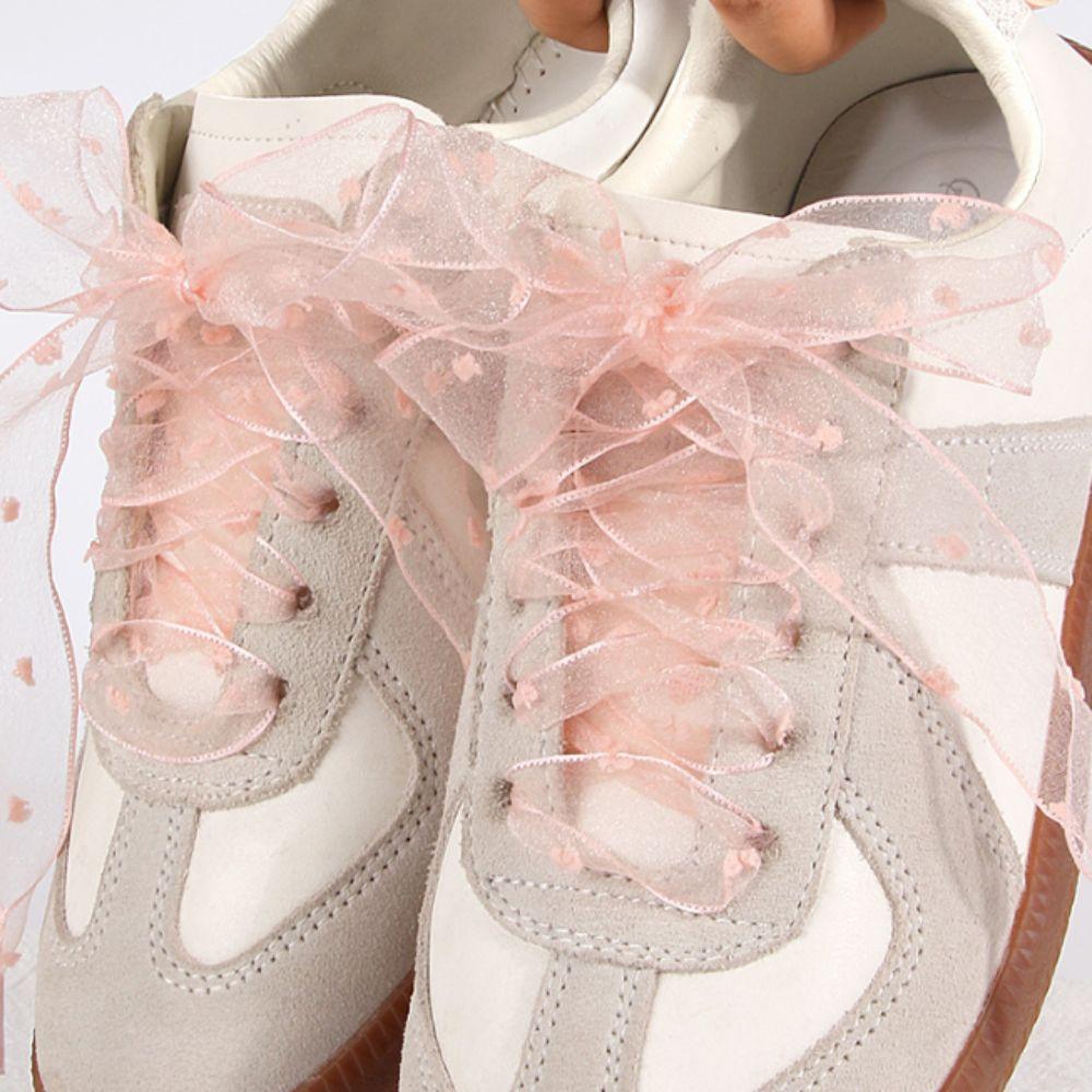 1Pair 2.5cm Width Organza Shoe Laces Chiffon Silk Satin Ribbon Shoelaces For Sneakers Canvas Shoes