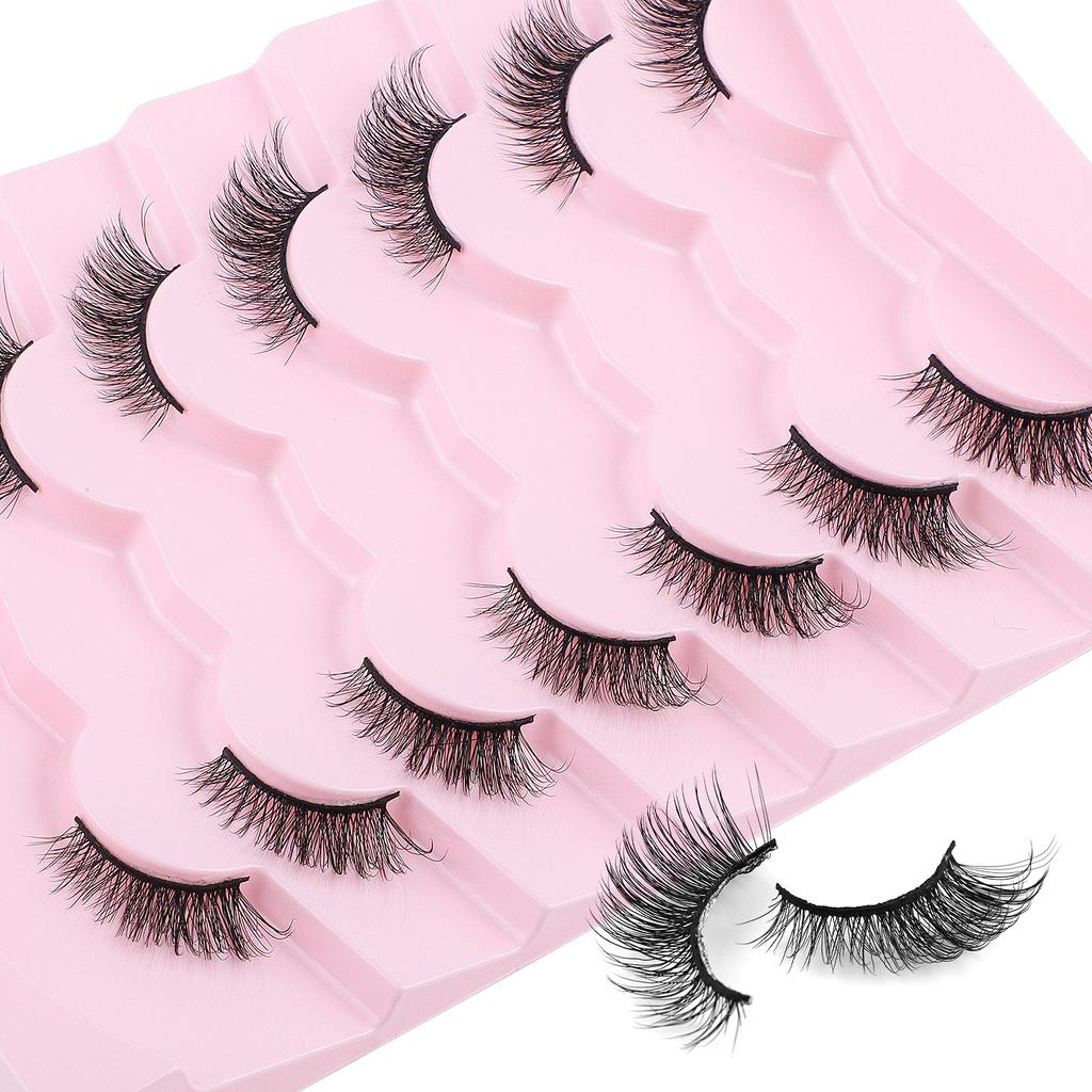 7 Pairs Of Half-Eye False Eyelashes, Dense Curled Eye Tail, Elongated Half-Eye False Eyelashes